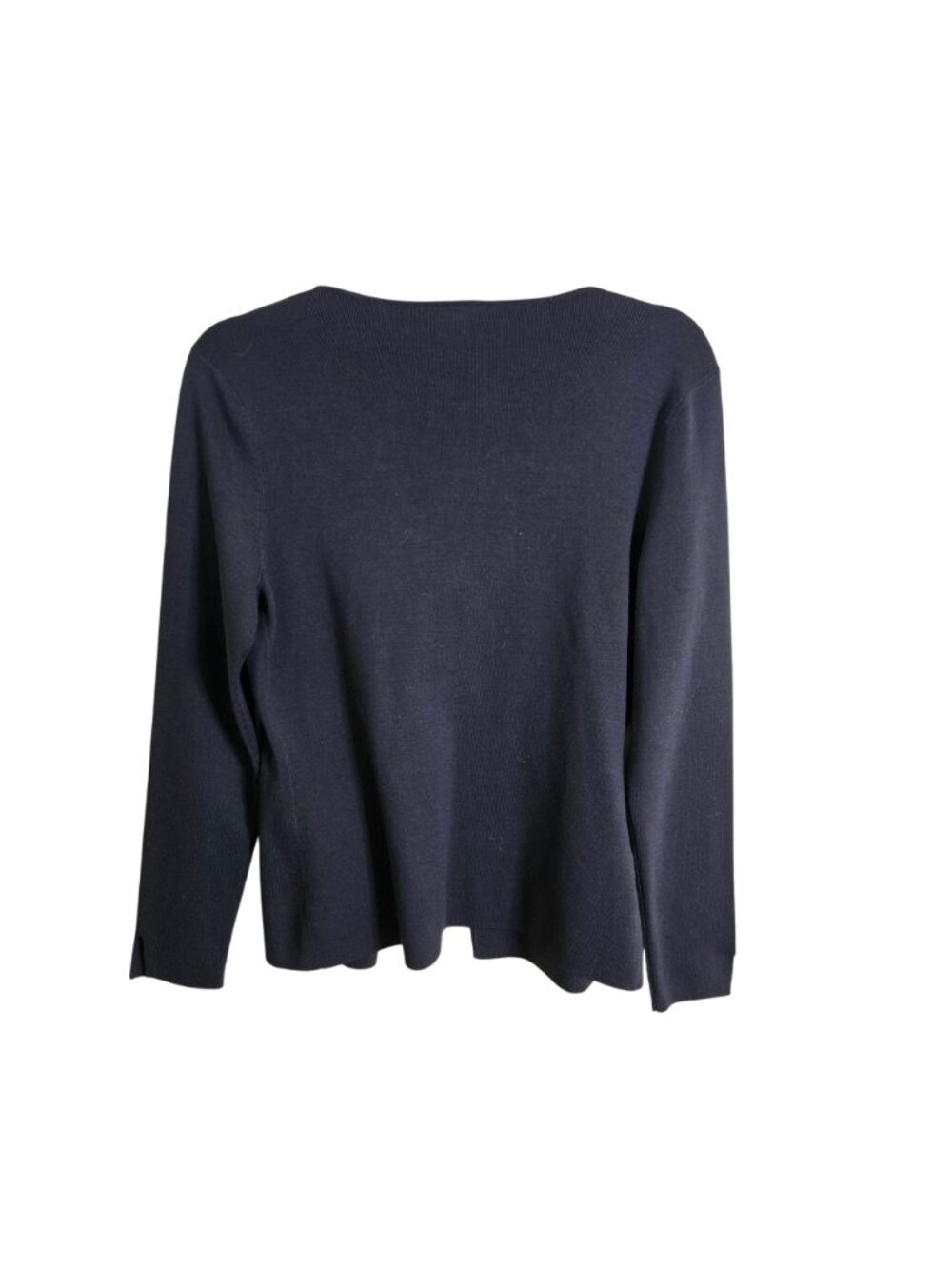 Ann Taylor Silk Blend Navy One Button V Neck Cardigan Sweater Size M - Picture 3 of 5